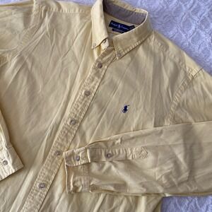 Ralph Lauren Solid Yellow Longsleeved Buttonuo XL Classic Fit Professional